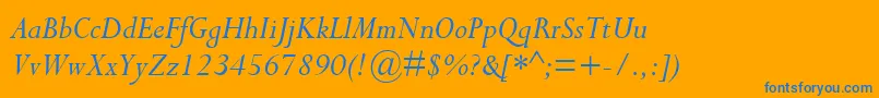 Fonte CompleatSsiItalic – fontes azuis em um fundo laranja