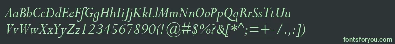 フォントCompleatSsiItalic – 黒い背景に緑の文字