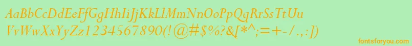 Шрифт CompleatSsiItalic – оранжевые шрифты на зелёном фоне