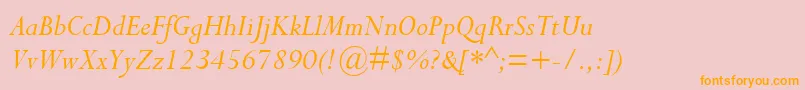 CompleatSsiItalic-fontti – oranssit fontit vaaleanpunaisella taustalla