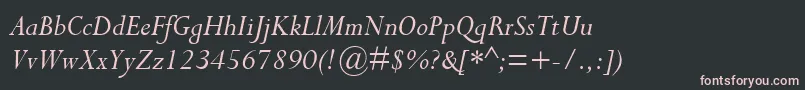 Fonte CompleatSsiItalic – fontes rosa em um fundo preto