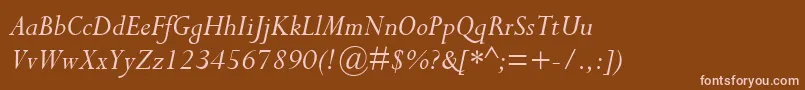 Fonte CompleatSsiItalic – fontes rosa em um fundo marrom
