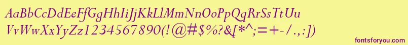 CompleatSsiItalic Font – Purple Fonts on Yellow Background