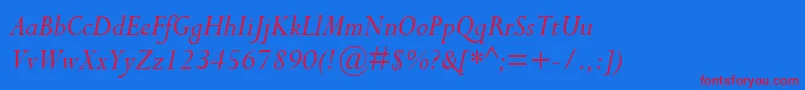 フォントCompleatSsiItalic – 赤い文字の青い背景