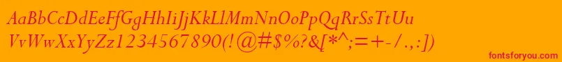 CompleatSsiItalic-fontti – punaiset fontit oranssilla taustalla