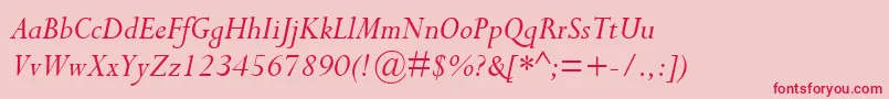 CompleatSsiItalic-Schriftart – Rote Schriften auf rosa Hintergrund
