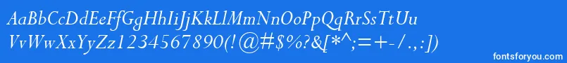 Czcionka CompleatSsiItalic – białe czcionki na niebieskim tle