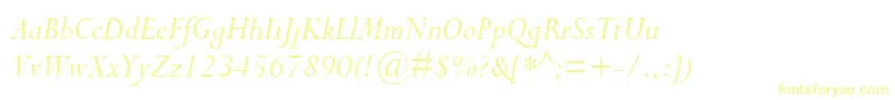 フォントCompleatSsiItalic – 白い背景に黄色の文字