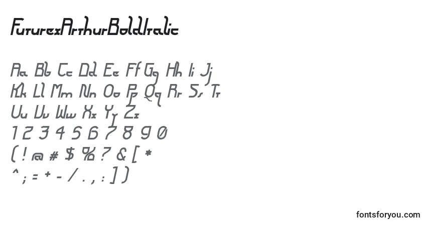 Schriftart FuturexArthurBoldItalic – Alphabet, Zahlen, spezielle Symbole