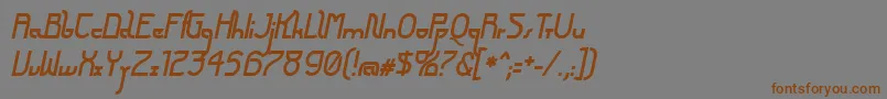 フォントFuturexArthurBoldItalic – 茶色の文字が灰色の背景にあります。