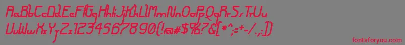 FuturexArthurBoldItalic-fontti – punaiset fontit harmaalla taustalla