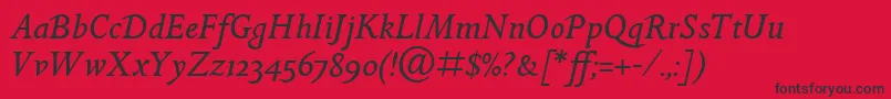 GoldenCockerelItcItalic Font – Black Fonts on Red Background