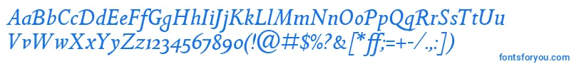 GoldenCockerelItcItalic Font – Blue Fonts on White Background