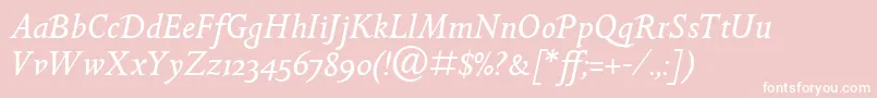GoldenCockerelItcItalic-Schriftart – Weiße Schriften auf rosa Hintergrund