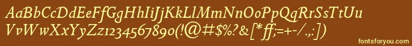 GoldenCockerelItcItalic Font – Yellow Fonts on Brown Background