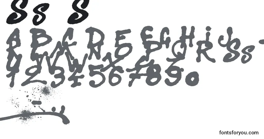 Czcionka SisterSpray – alfabet, cyfry, specjalne znaki