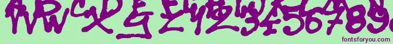 SisterSpray-fontti – violetit fontit vihreällä taustalla