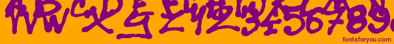 SisterSpray-Schriftart – Violette Schriften auf orangefarbenem Hintergrund