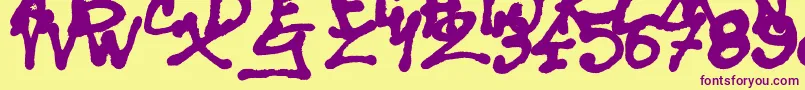 SisterSpray-Schriftart – Violette Schriften auf gelbem Hintergrund