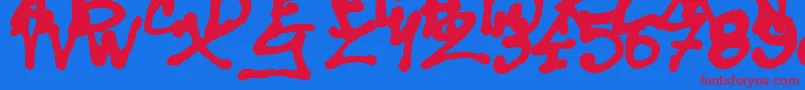 SisterSpray-fontti – punaiset fontit sinisellä taustalla