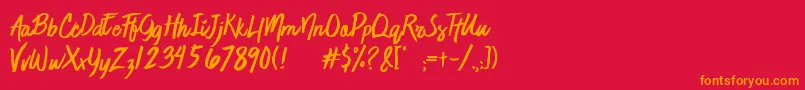 JaimeBlues-Schriftart – Orangefarbene Schriften auf rotem Hintergrund
