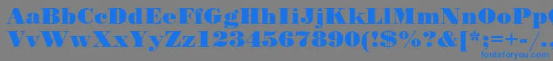 フォントSanasoftPoster.Kz – 灰色の背景に青い文字