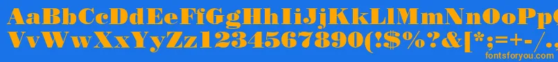 SanasoftPoster.Kz Font – Orange Fonts on Blue Background
