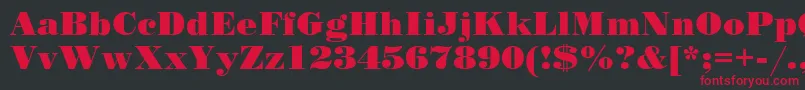 フォントSanasoftPoster.Kz – 黒い背景に赤い文字