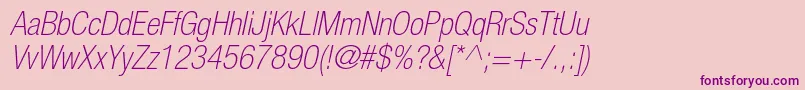 HelveticaneueltstdThcno-Schriftart – Violette Schriften auf rosa Hintergrund