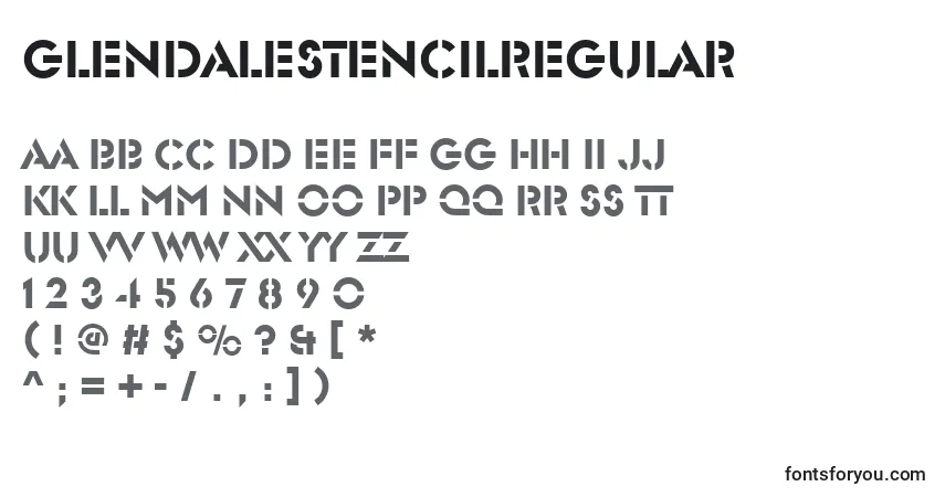 Schriftart GlendaleStencilRegular – Alphabet, Zahlen, spezielle Symbole