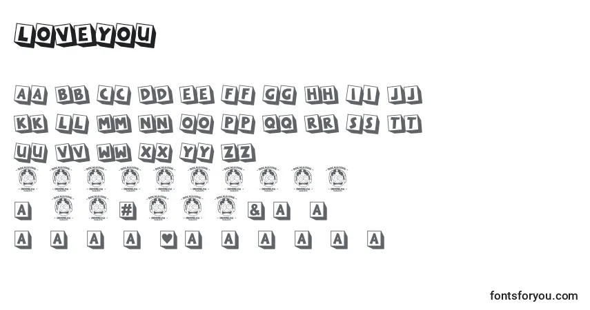 Czcionka Loveyou – alfabet, cyfry, specjalne znaki