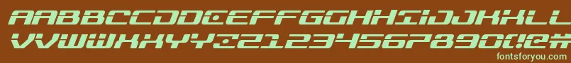 フォントTroopersital – 緑色の文字が茶色の背景にあります。