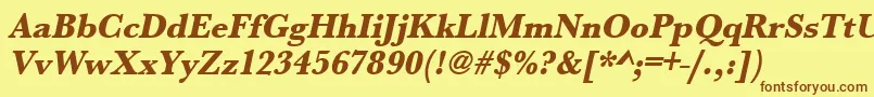 UrwbaskertextbolnarOblique Font – Brown Fonts on Yellow Background