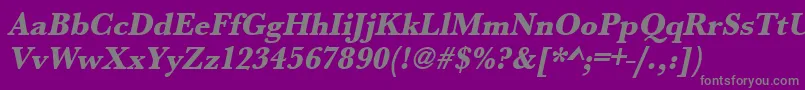 フォントUrwbaskertextbolnarOblique – 紫の背景に灰色の文字