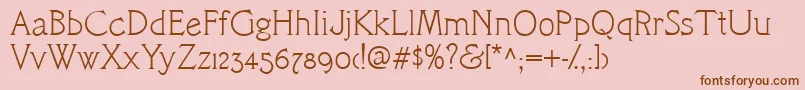 CacCamelot-Schriftart – Braune Schriften auf rosa Hintergrund