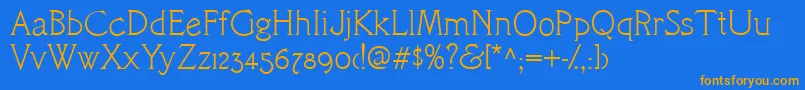 CacCamelot Font – Orange Fonts on Blue Background