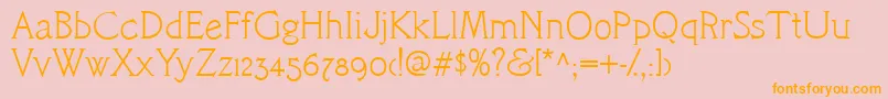 CacCamelot-Schriftart – Orangefarbene Schriften auf rosa Hintergrund