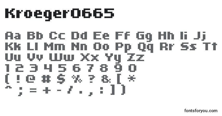 Kroeger0665-fontti – aakkoset, numerot, erikoismerkit