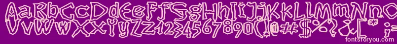 Dikovinaoutlinec-Schriftart – Rosa Schriften auf violettem Hintergrund