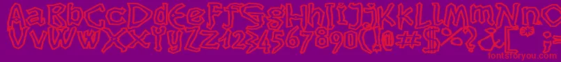 Dikovinaoutlinec Font – Red Fonts on Purple Background