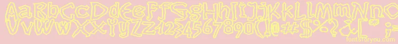 Dikovinaoutlinec-Schriftart – Gelbe Schriften auf rosa Hintergrund