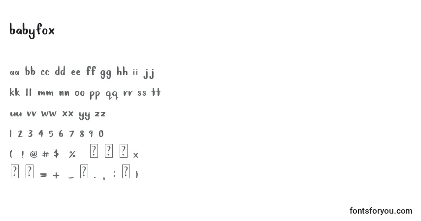 Шрифт Babyfox – алфавит, цифры, специальные символы