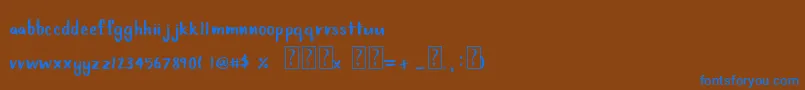 Czcionka Babyfox – niebieskie czcionki na brązowym tle