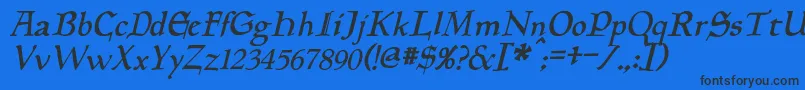 Шрифт PlanewalkerItalic – чёрные шрифты на синем фоне