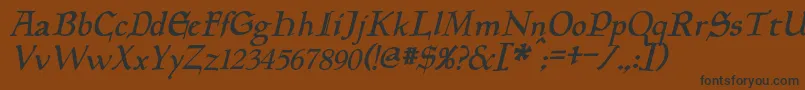PlanewalkerItalic-fontti – mustat fontit ruskealla taustalla