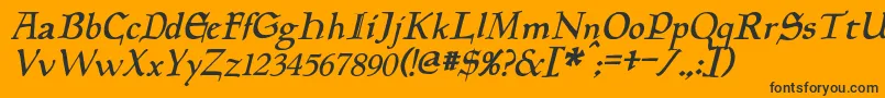 PlanewalkerItalic-Schriftart – Schwarze Schriften auf orangefarbenem Hintergrund