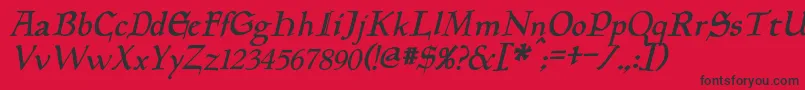 Шрифт PlanewalkerItalic – чёрные шрифты на красном фоне