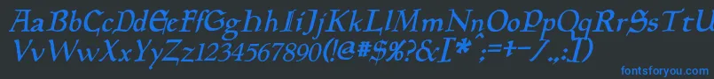 フォントPlanewalkerItalic – 黒い背景に青い文字