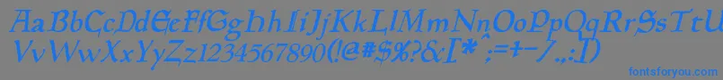 PlanewalkerItalic-Schriftart – Blaue Schriften auf grauem Hintergrund