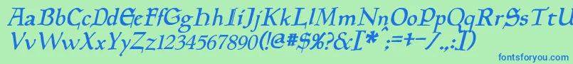 Шрифт PlanewalkerItalic – синие шрифты на зелёном фоне